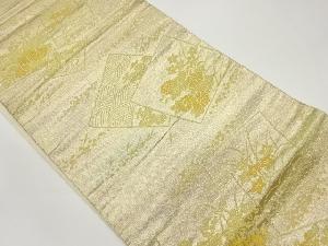 色紙に秋草・流水模様織出し袋帯